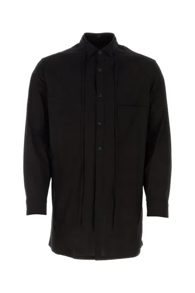 Yohji Yamamoto Long Sleeved Buttoned Shirt In Black