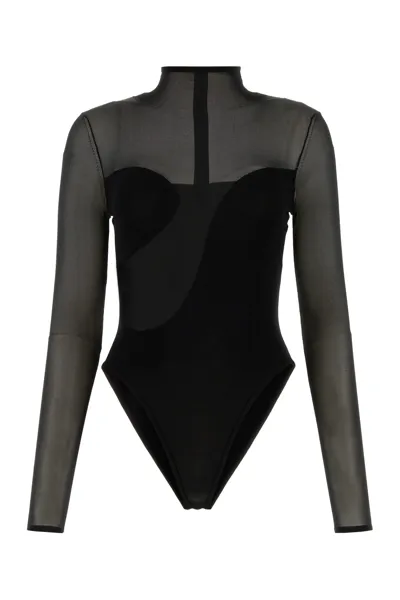 Nensi Dojaka Colour-block Long-sleeve Bodysuit In Black