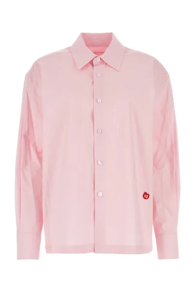 Alexander Wang T T By Alexander Wang Logo Embroidered Buttoned Shirt In Pink