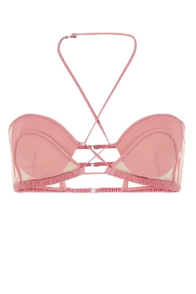 Nensi Dojaka Tulle-panel Halterneck Bra In Pink