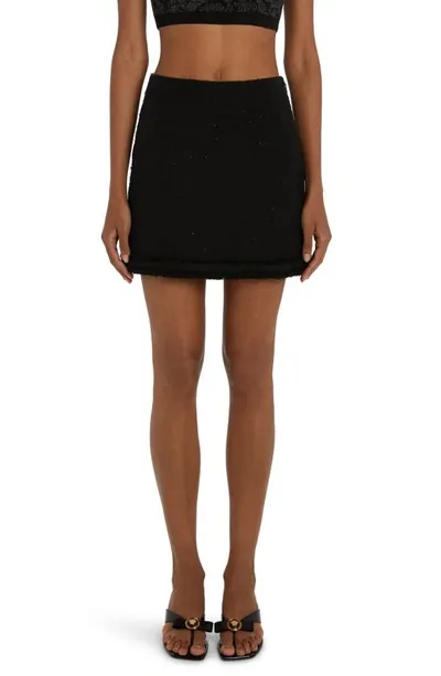 Versace Tweed A-line Mini Skirt In Black