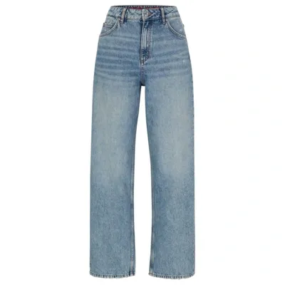 Hugo Relaxed-fit Jeans In Blue Rigid Denim In Light Blue