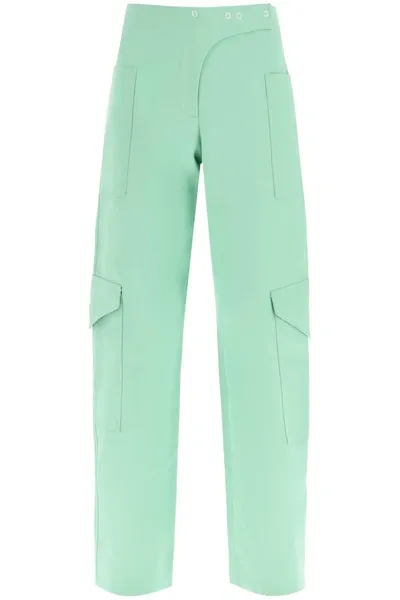 Ganni Cotton Suiting Pants In Peapod