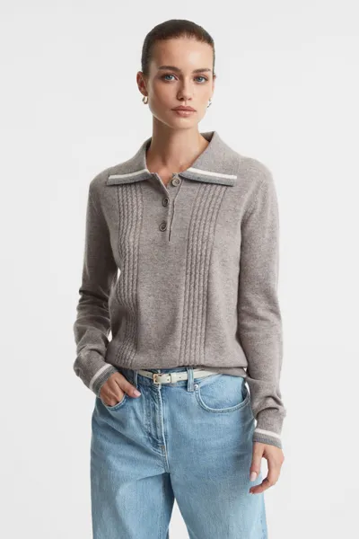 Madeleine Thompson Dark Oatmeal  Wool-cashmere Polo Jumper