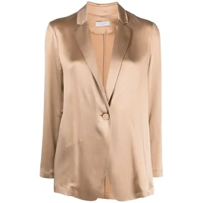 Antonelli East Hampton Silk-satin Blazer In Gold