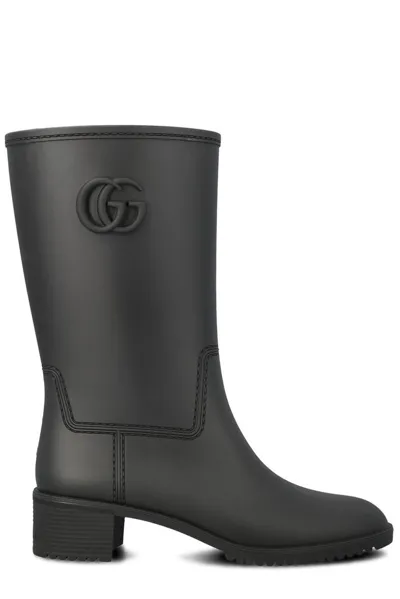 Gucci Double G Leather Boots In Black