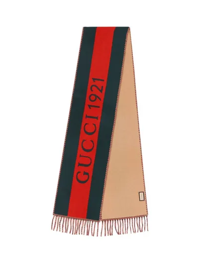 Gucci Web Jacquard Fringed Edge Scarf In Multi