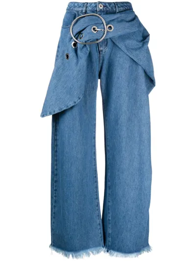 Marques' Almeida Blue Belted Wide Leg Jeans