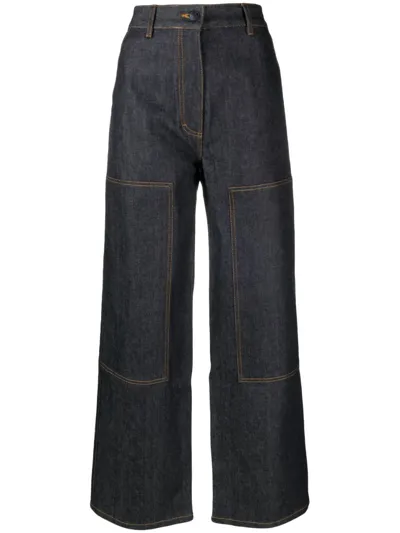 Cecilie Bahnsen Virginia High-rise Wide-leg Jeans In 블루