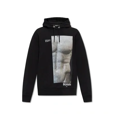 Balmain Statue Printed Sweatshirt Hoodie In Black