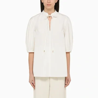 Chloé Puff-sleeve Cotton Blouse In Buttercream