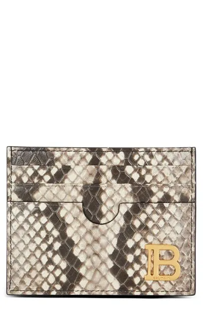 Balmain B Buzz Snake Embossed Leather Card Case In Multi