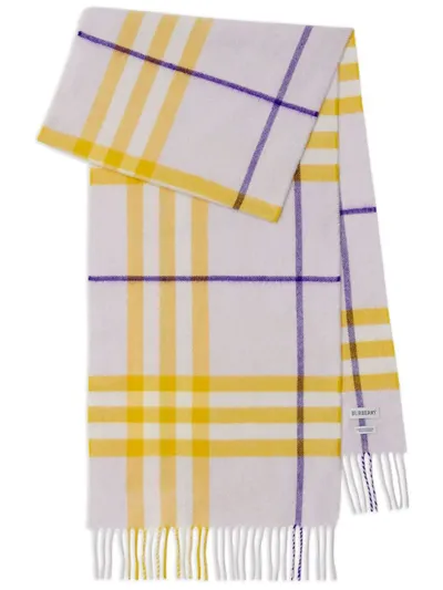 Burberry Giant Check Cashmere Scarf In Violet