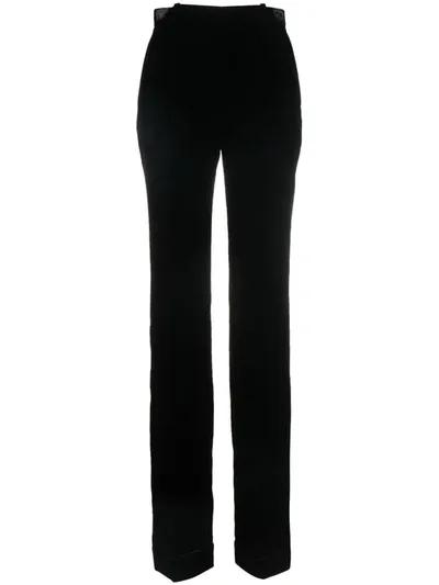 Saint Laurent High Waist Straight Leg Trousers In Black