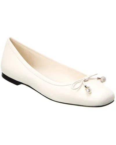 Jimmy Choo Elme Lambskin Ballet Flats In White