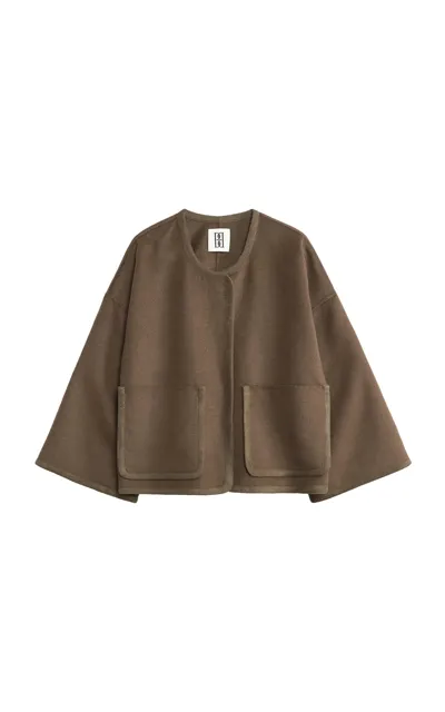 By Malene Birger Cropped Wool Jacket In Shitake