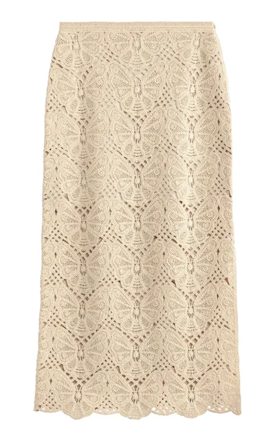 By Malene Birger Crochet Knit Midi Skirt In Oyster Gray