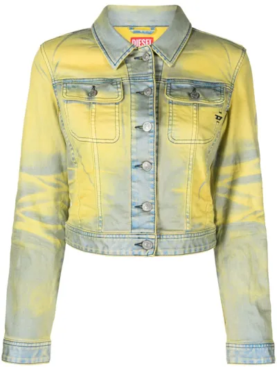 Diesel De-slimmy-s Cropped Denim Jacket In Yellow