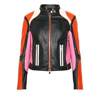 Pre-owned Hugo Boss Boss Jacke Biker Frauen Leder C_satori 50494409 Schwarz Farbe In Mehrfarbig