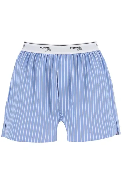 Homme Girls Cotton Boxer Shorts In Blue