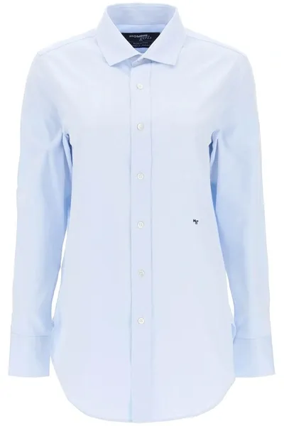 Homme Girls Cotton Twill Shirt In Light Blue