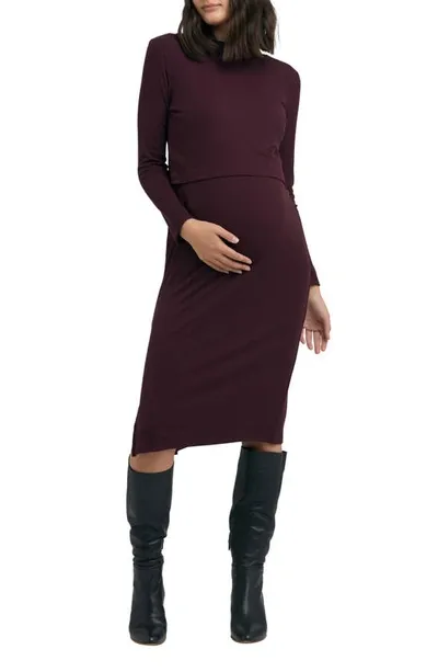 Ripe Maternity Maternity Ruby Rib Nursing Dress Maroon