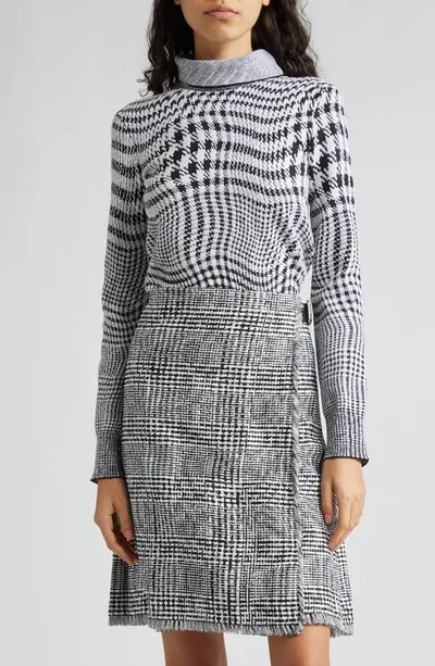 Burberry Wool-blend Warped Houndstooth Sweater In Monochrome