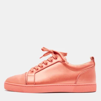 Pre-owned Christian Louboutin Pink Satin Louis Junior Orlato Low Top Sneakers Size 43.5