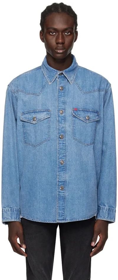 Hugo Blue Oversized Denim Shirt In Light Blue