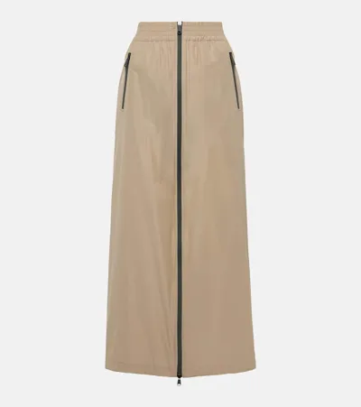 Brunello Cucinelli Zip-up Taffeta Maxi Skirt In Brown