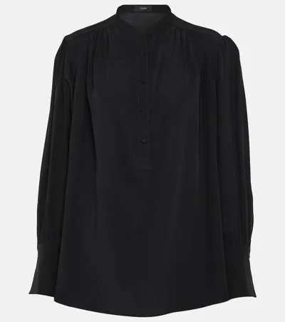 Joseph Silk Crepe De Chine Buci Blouse In Black