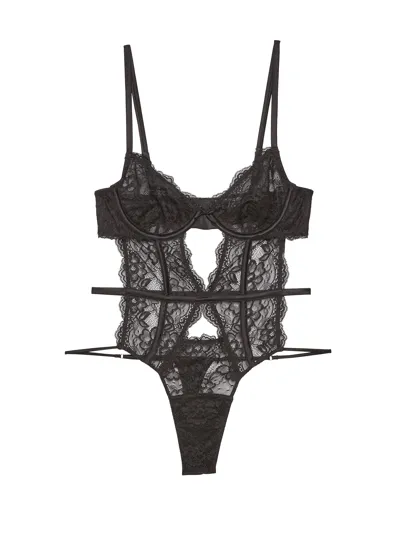 Fleur Du Mal Naomi Lace Bodysuit In Black