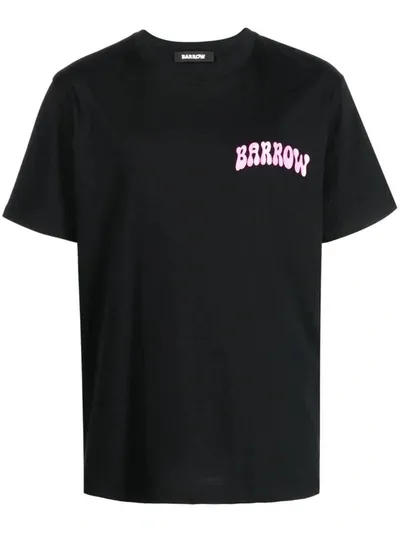 Barrow Black T-shirt With Graphic Print And Shiny  Lettering