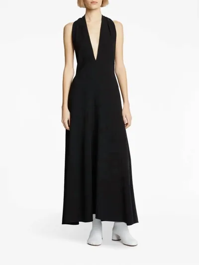 Proenza Schouler Matte Viscose Crepe Twist-back Maxi Dress In Black