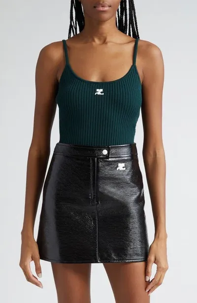 Courrèges Reedition Knit Tank Top In Green