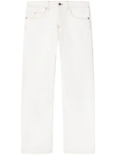 Off-white Contrast-stitching Straight-leg Jeans In White