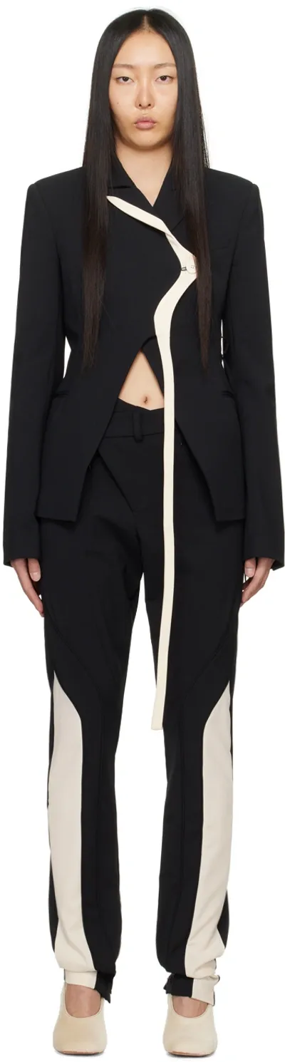 Ottolinger Two-tone Panelled Asymmetric Blazer In Black