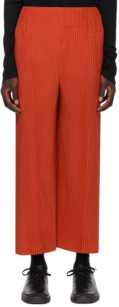 Issey Miyake Orange Pleats Bottoms 2 Trousers In 34-fire Orange