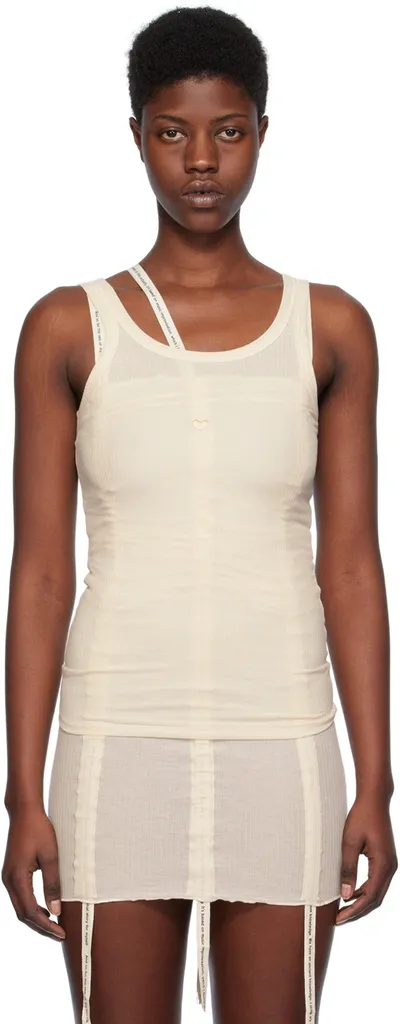 Baserange Off-white Heart Tank Top In Undyed