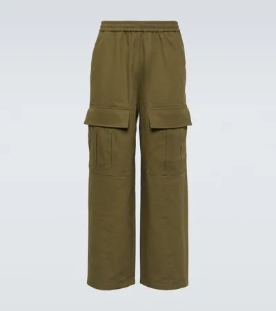 Acne Studios Straight Cotton Cargo Trousers In Green