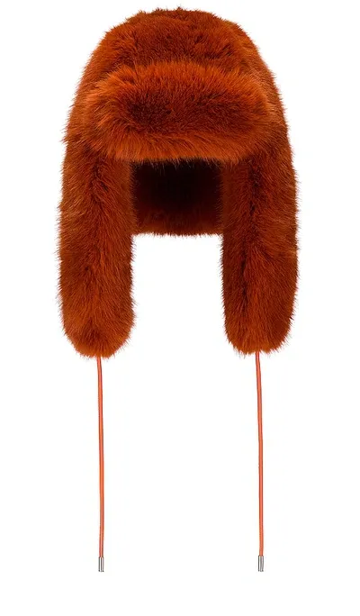 Adrienne Landau Faux Fox Trapper Hat In 橙色