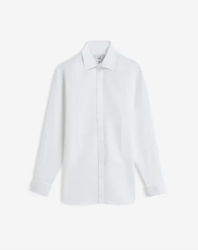 Dunhill Cotton Pique Point Collar Evening Shirt In White