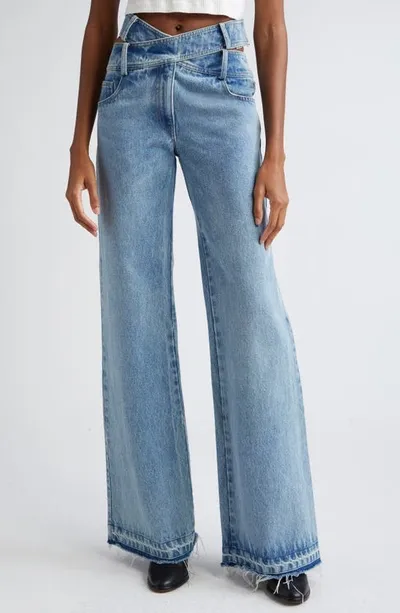 Monse Criss-cross High-rise Wide-leg Jeans In Indigo