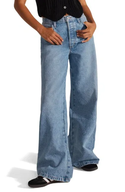 Favorite Daughter The Ollie Ultimate Baggy Wide Leg Cargo Jeans In Blue