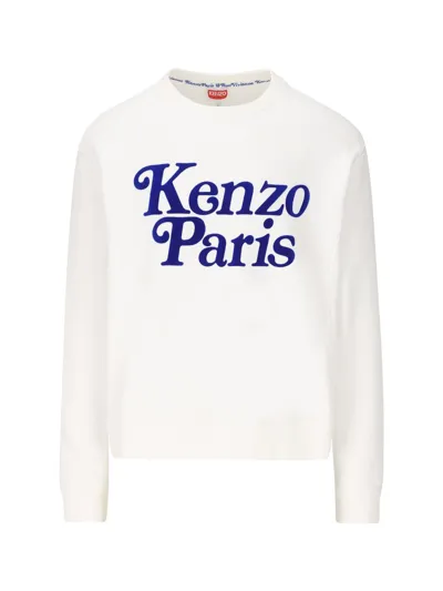 Kenzo Logo Printed Crewneck Sweatshirt In White