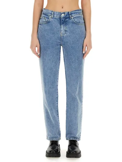 Moschino Jeans Straight Leg Boyfriend Jeans In Blue