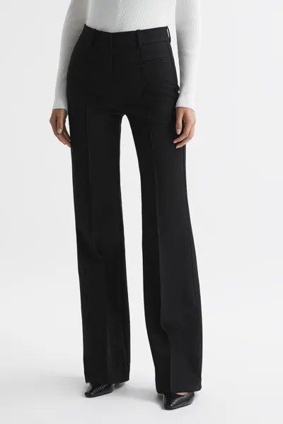 Reiss Black High Rise Flared Trousers