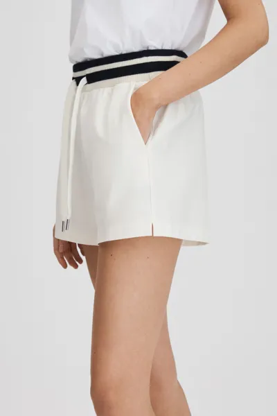 Reiss Navy/ivory Striped Drawstring Waistband Shorts