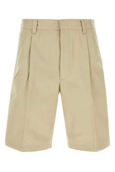 Prada Pleated Wide-leg Shorts In Brown