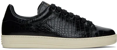 Tom Ford Black Printed Croc Warwick Sneakers